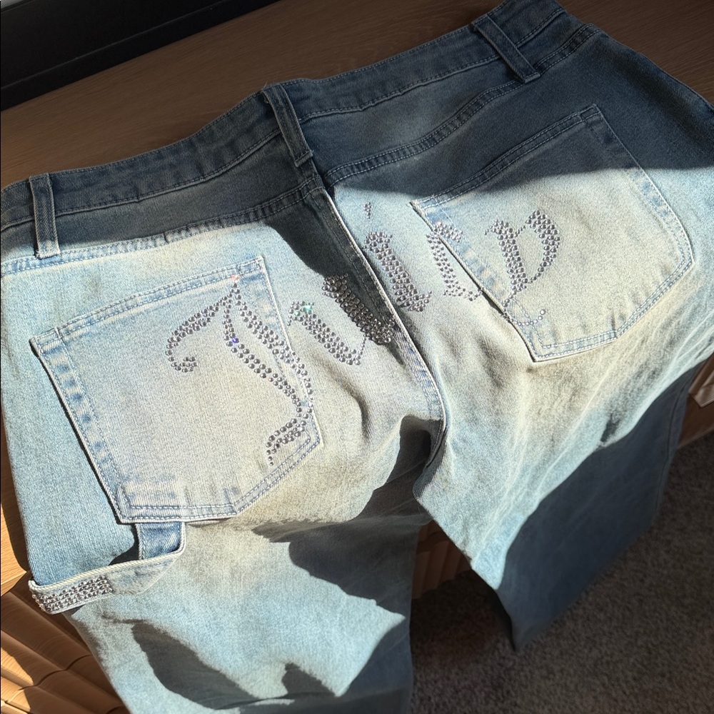Juicy Blue Denim Jeans with Rhinestone Detail